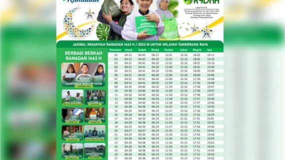 Jadwal Imsakiyah Ramadhan 2022 untuk Wilayah Tangerang, Mulai 1 Ramadhan 1443 H