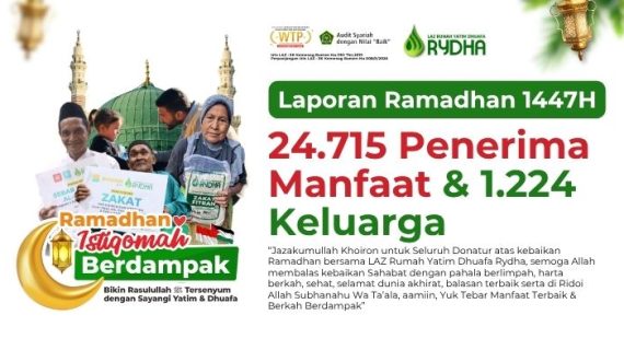 Luar Biasa! Alhamdulillah, Berkat Kebaikan Sahabat Dermawan, LAZ RYDHA Berhasil Membantu 24.715 Jiwa dan 1.224 Keluarga (Palestina) Pada Program Ramadhan 1447H